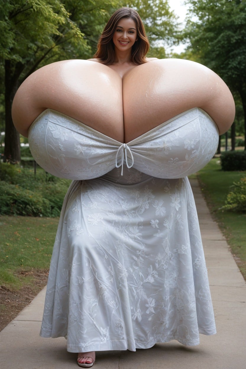 Park, Strapless Floral Summer Dress, Skinny AI Porn