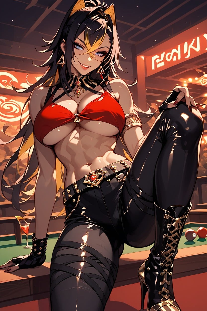 Extremely Beautiful Face, Oiled Skin, Night Hentai AI Porn