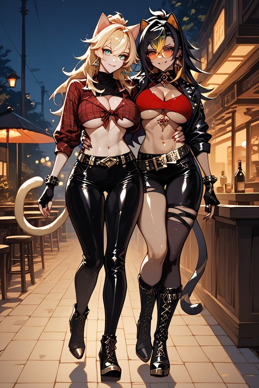 Cleavage, Studded Belt, Snatched Waist Hentai AI Porn