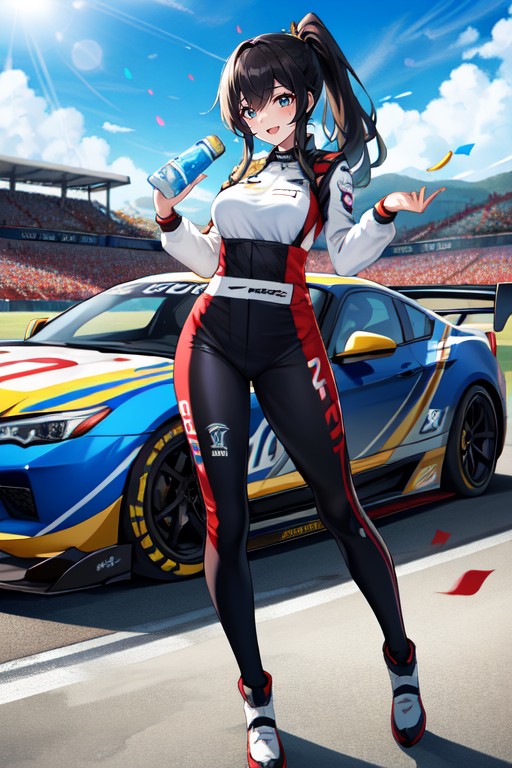 Car Racing Event, Full Body, Thick Lines AI Porn