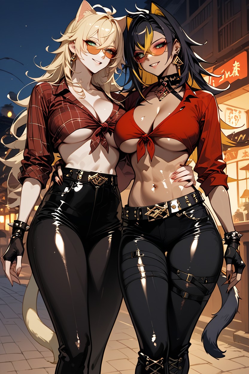 Dehya From Genshin Impact, Outside, Two Women Hentai AI Porn