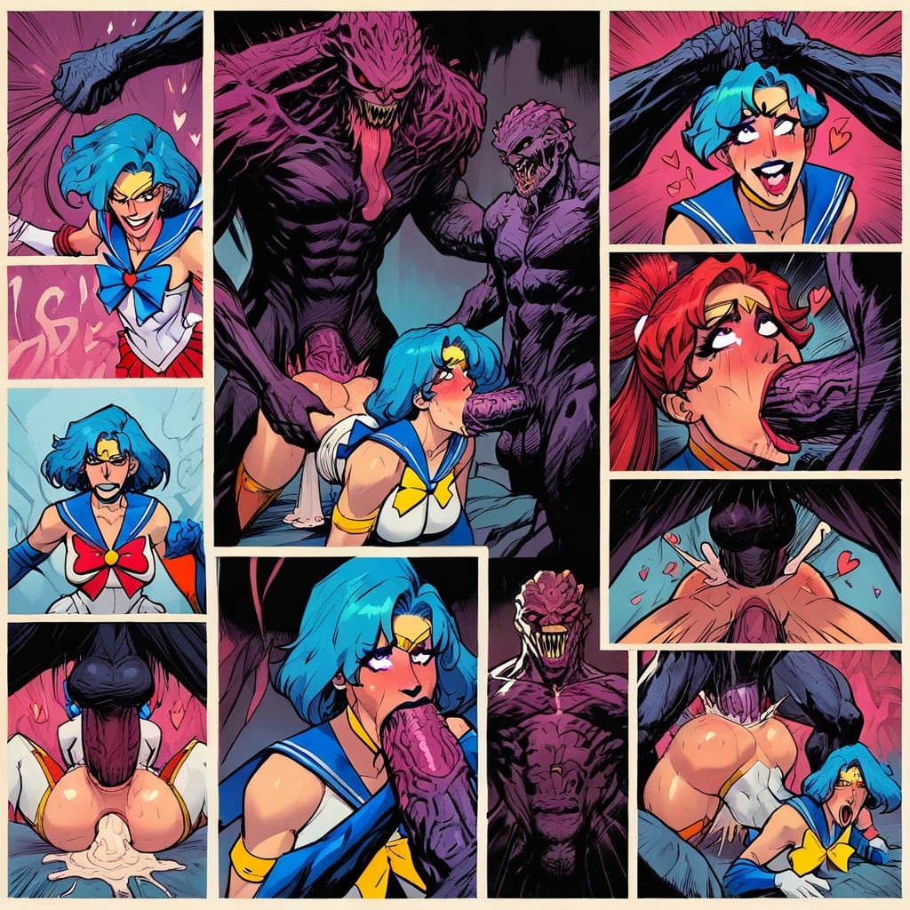 Ultra Detailed, Sailor Mercury, Comic Panels AI Porn