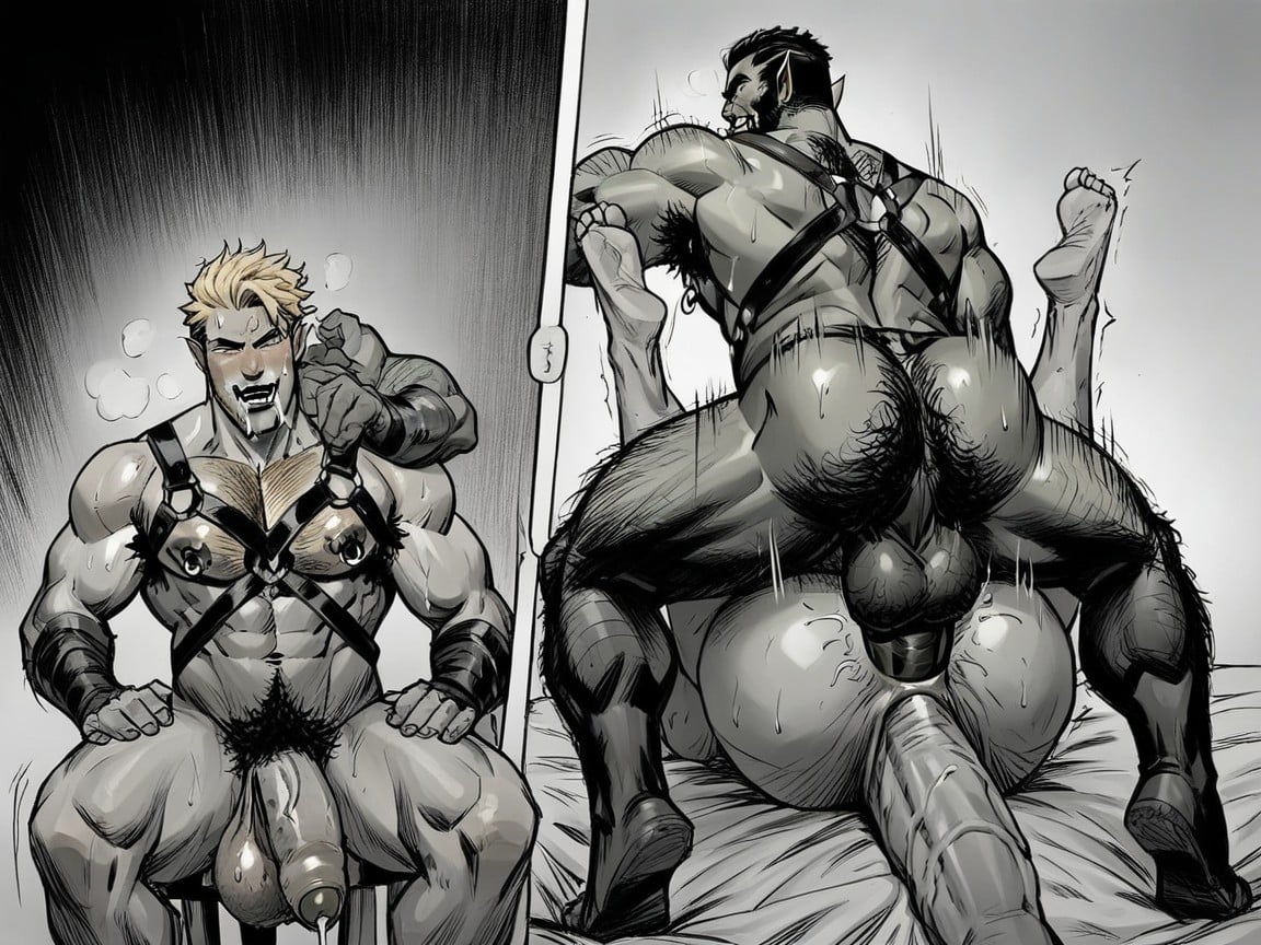 2人, Arms Harness, Anthropomorph ゲイAIポルノ