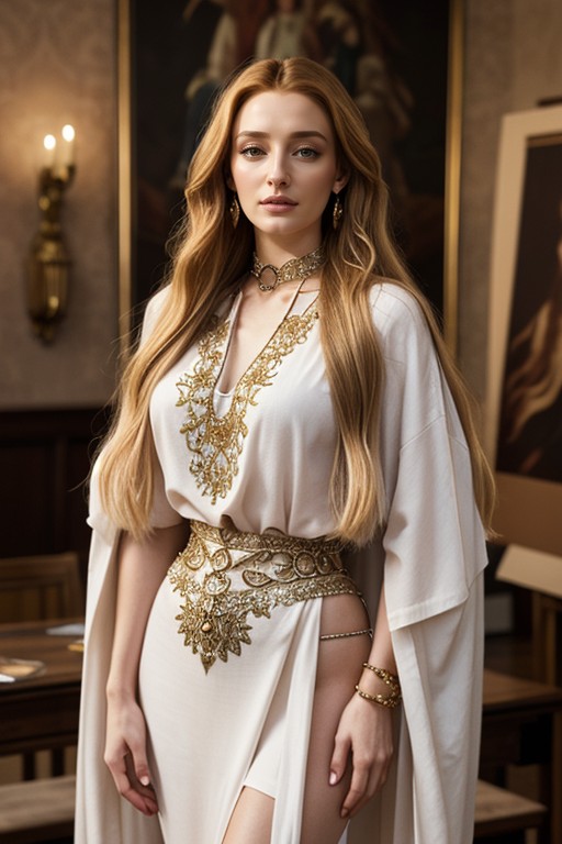 Detailed Realistic Body, Massive Jewelry, Sansa Stark AI Porn