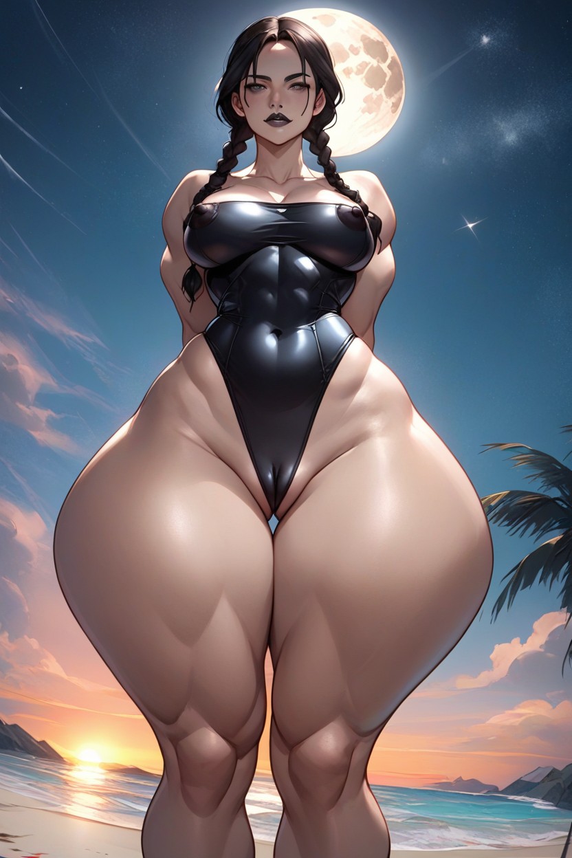 Round Hips, Puffy Pussy, Medium Breast AI Porn