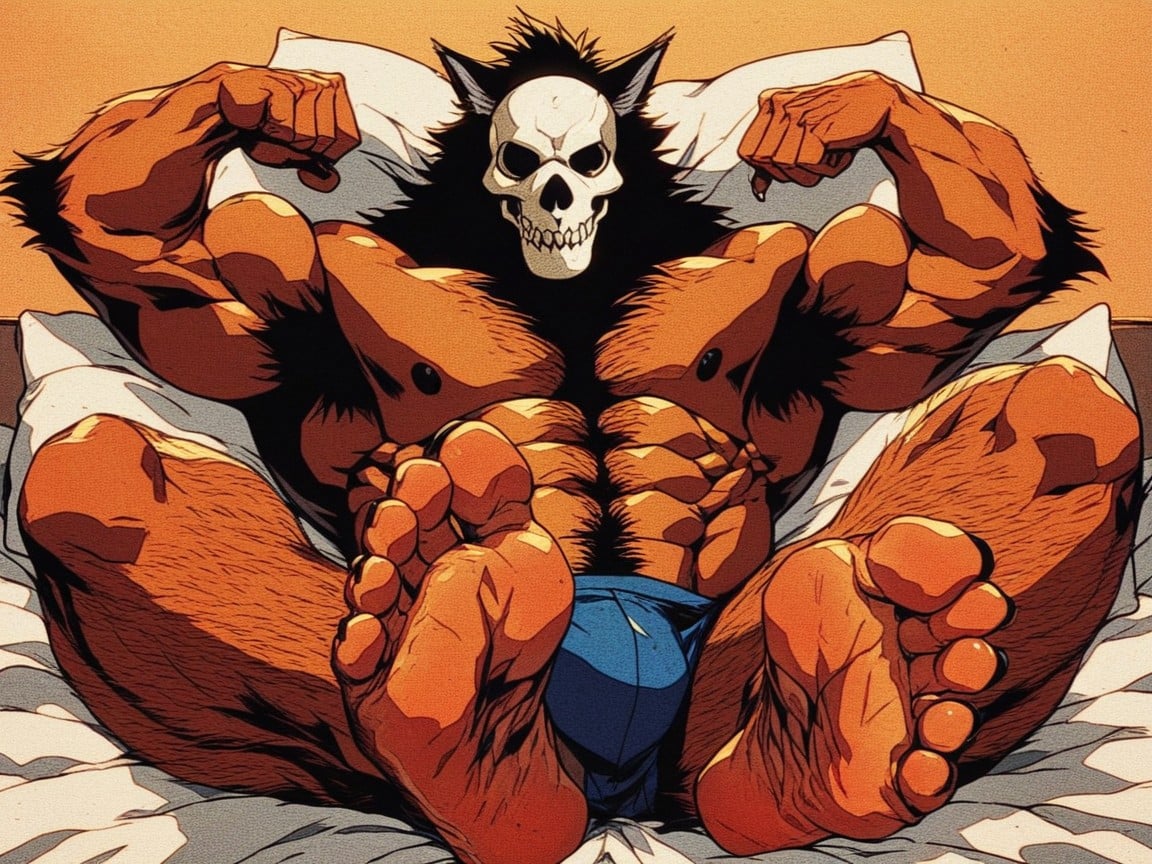 Extra-wide, Foot Fetish Focused, Male Feet Soles Dominate The Image Of A Hulking ゲイAIポルノ