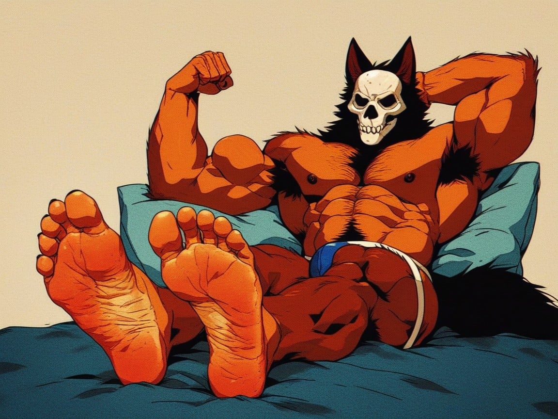 The Foot Soles Are Wide And Manly, Manly Bare Feet Thrust Forward, Wide ゲイAIポルノ