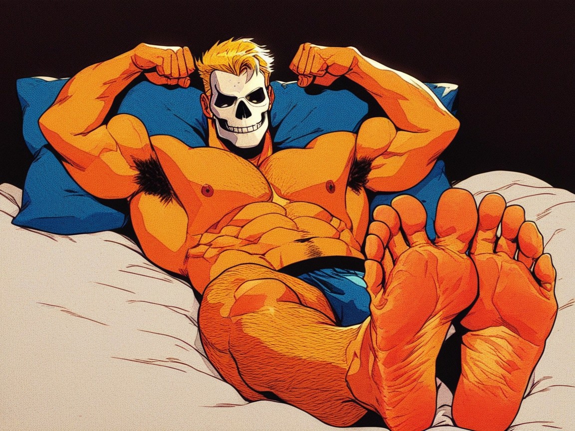 Male Feet Soles Dominate The Image Of A Hulking, 1 Person, Sole Focused AI Gay Porn