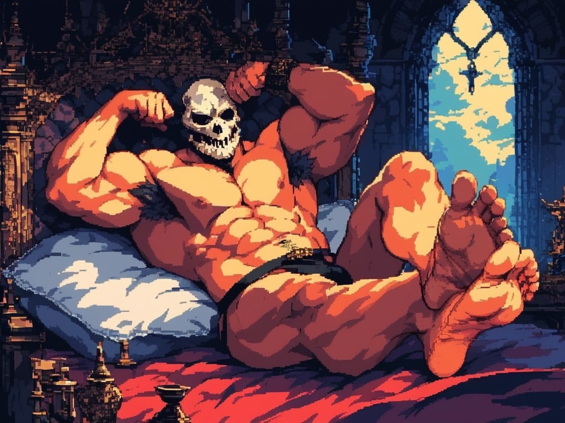 Manly Bare Feet Thrust Forward, The Foot Soles Are Wide And Manly, Relaxed ゲイAIポルノ