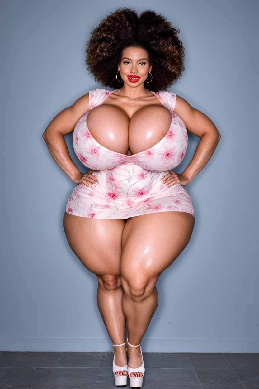 Thick Thighs, Brown Hair, Beautiful Face AI Porn