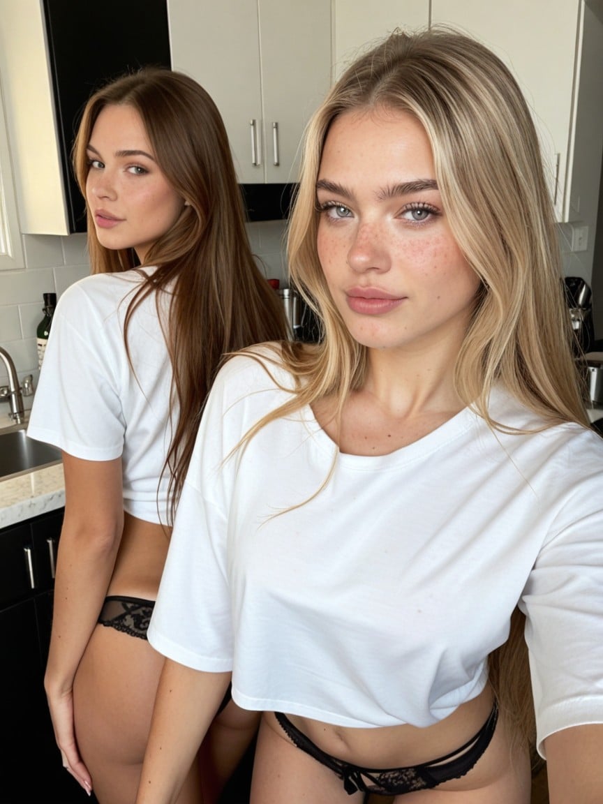 2 People, Bangs, Laced Panties AI Porn