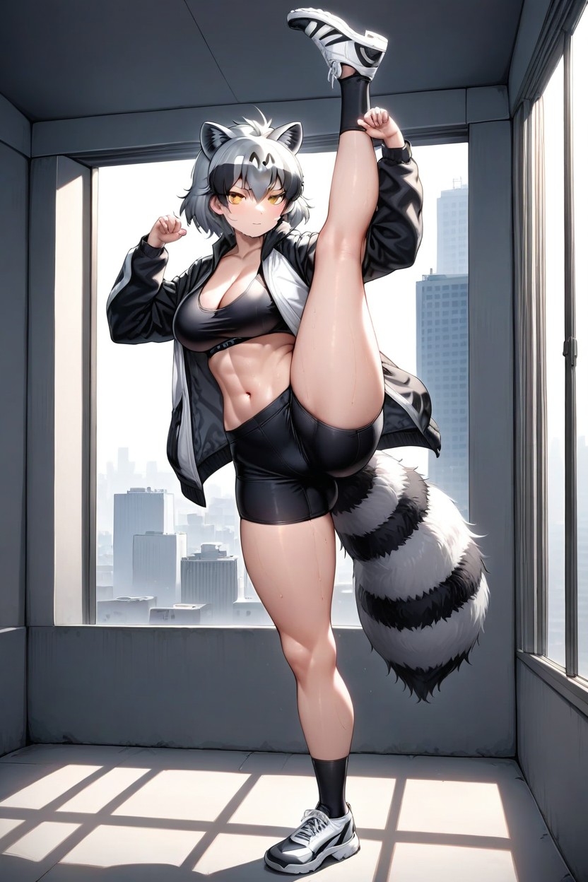 Anime Style, Anime Raccoon Woman, Flexible Hentai AI Porn