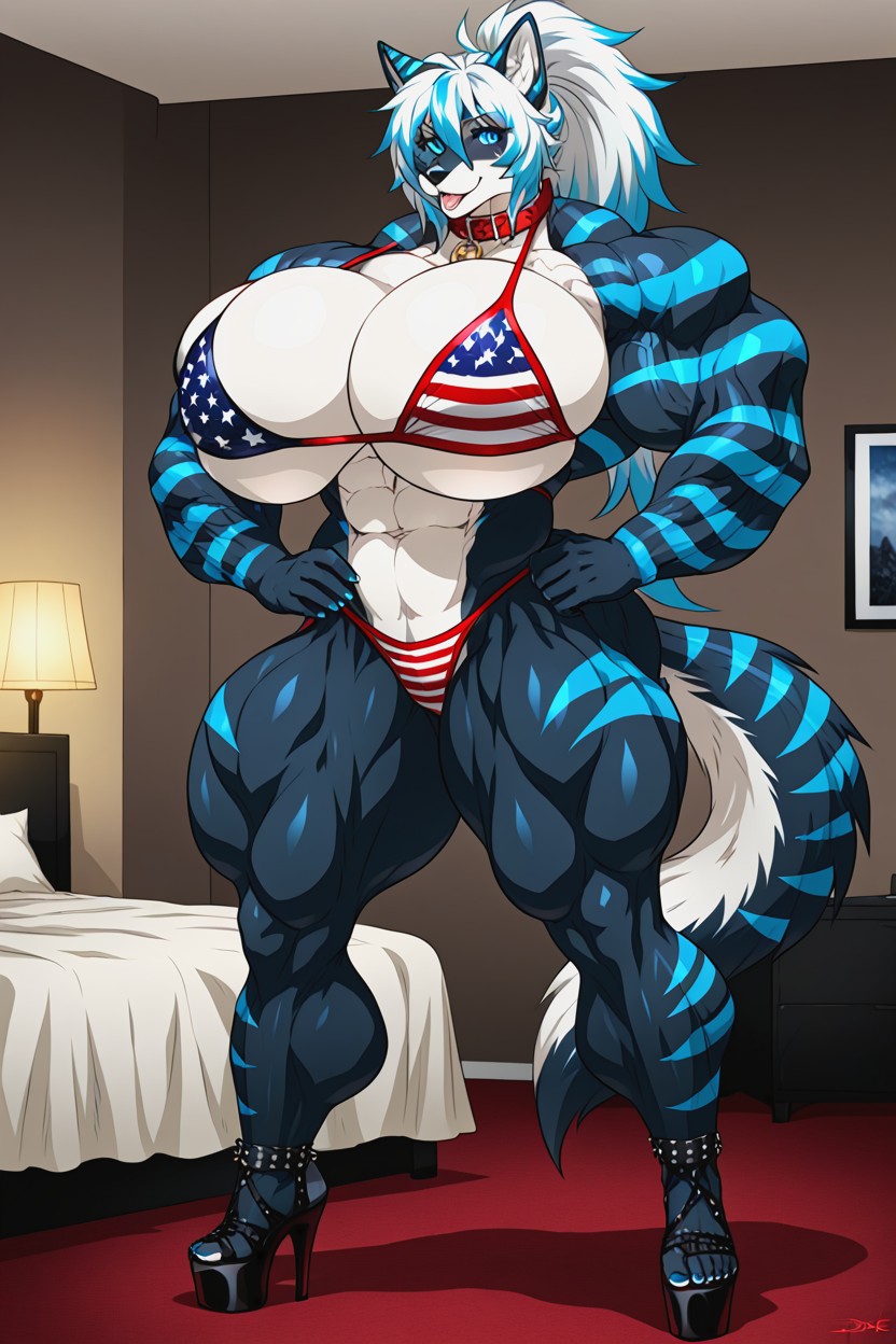 Eyes Open, Voluminous Hair, Breast Expansion Furry AI Porn