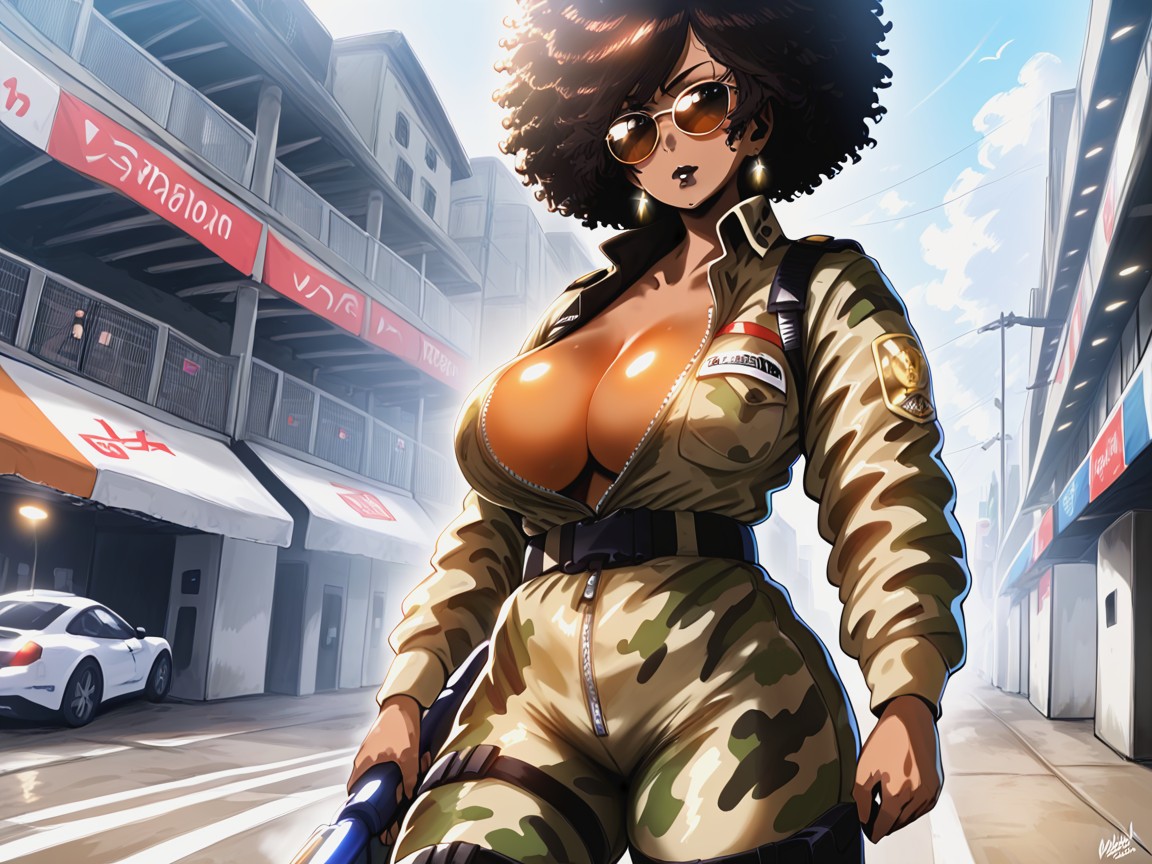Vibrant Saturated Colors, Almond Eyes, Wide Chest Hentai AI Porn