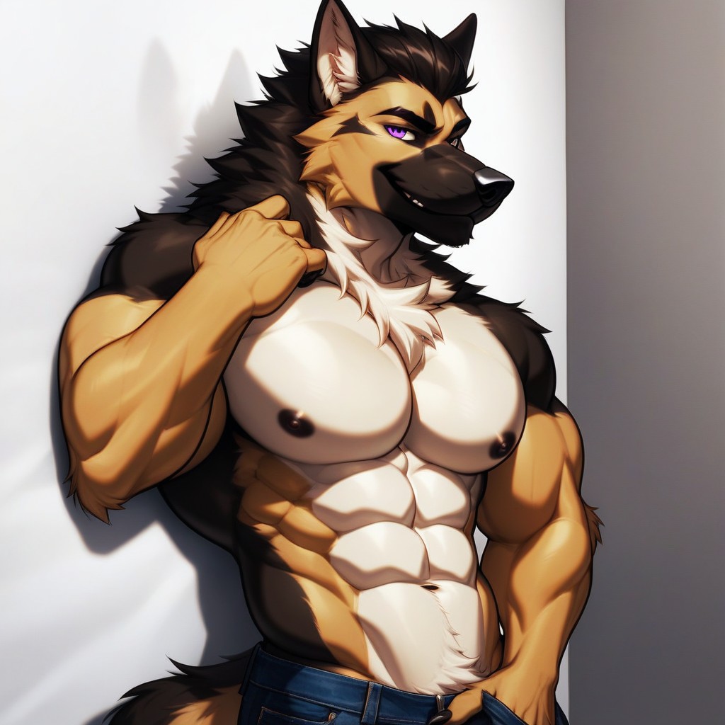 Left Eye Purple, Muscular And Broad Body, The Other White Furry AI Porn