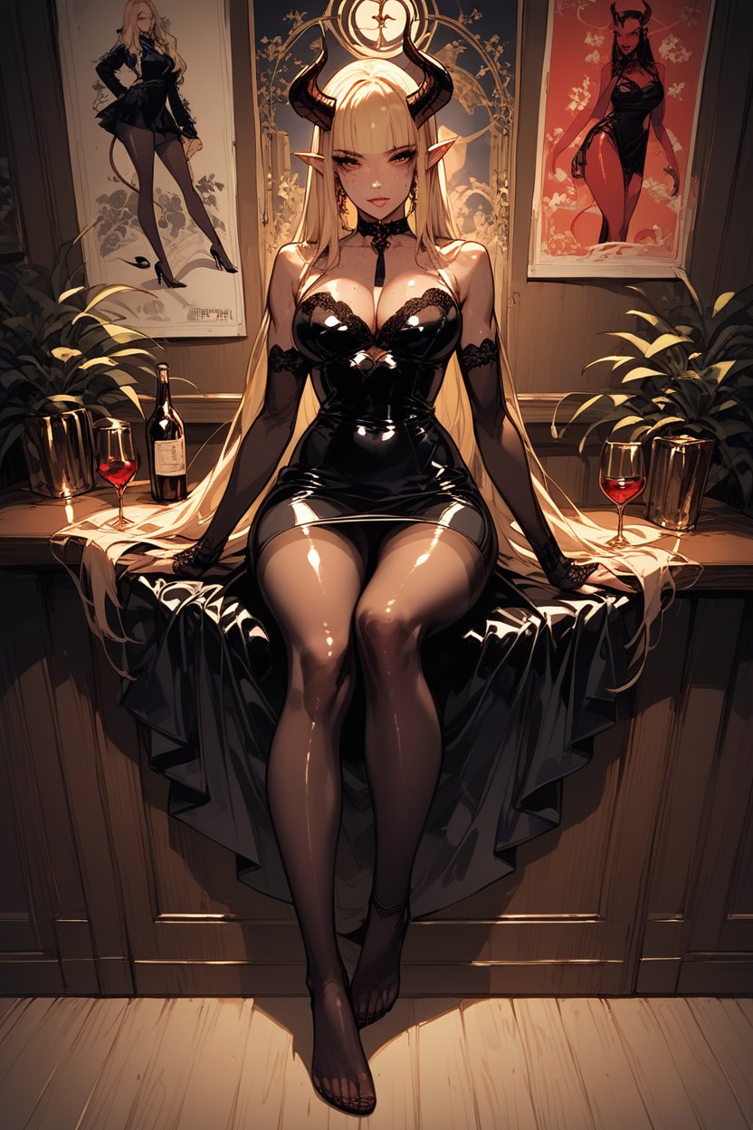 Long Pointed Ears, Very Long Legs, Slight Bimbo Hentai AI Porn