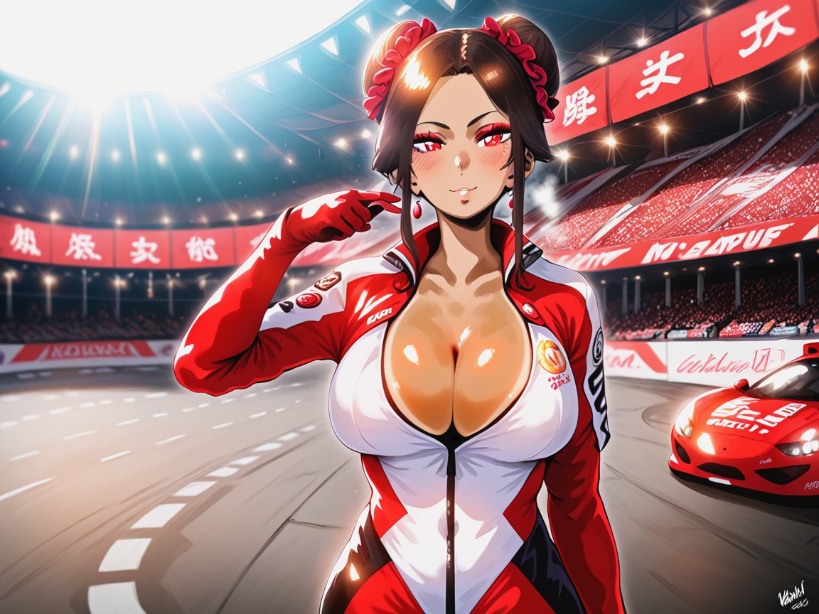Beauty Mark, Wing Tip Eyeliner, Light Tan Skin Hentai AI Porn