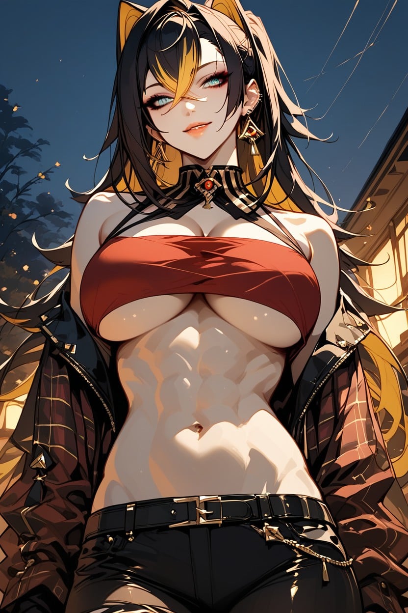 Red Tank Top, Daisy Dukes, Bar Next To Highway Hentai AI Porn