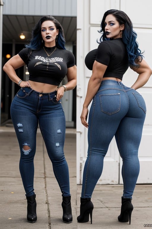 Full Body, Hd, Blonde And Blue Hair AI Porn