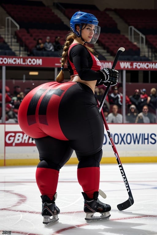 Massive Hyper Hips, Massive Cleft, Ice Hockey Skates AI Porn
