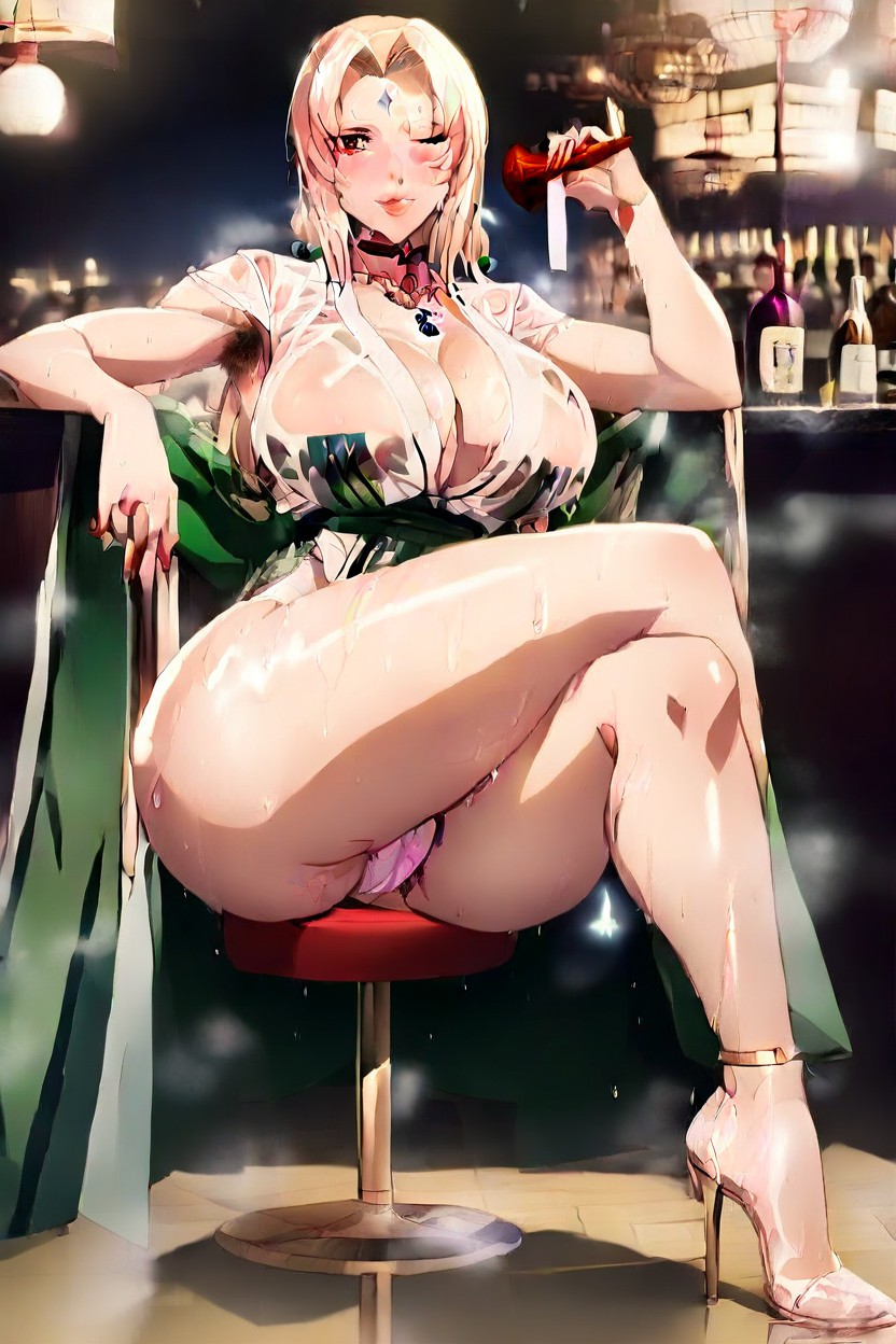18+, Wearing A Black Long-sleeved Dress, Sweaty Hentai AI Porn
