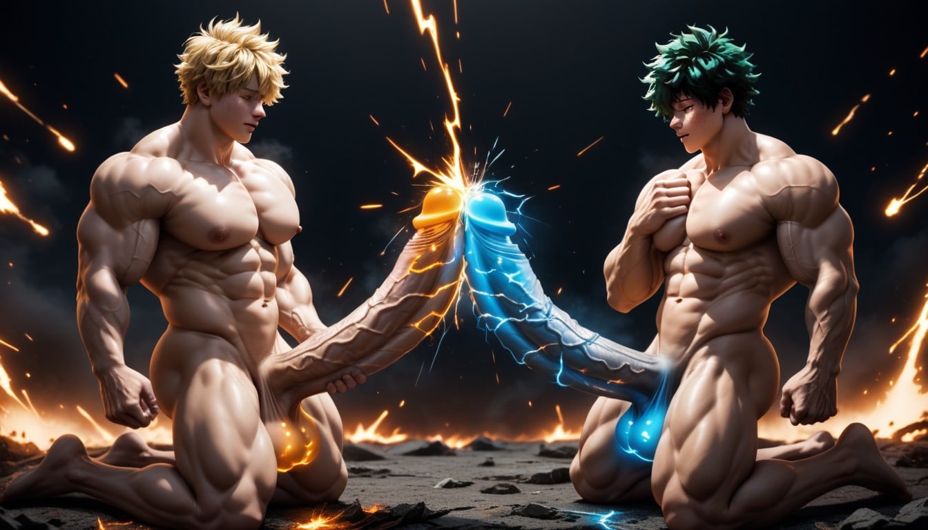 Glowing Dicks, 全身, Oiled Skin AI同性戀黃片