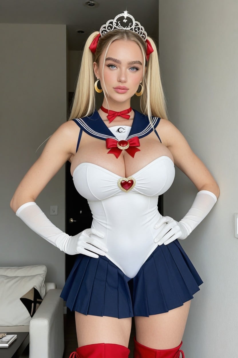Long Forehead, Loveable, Full Pink Lips AI Porn