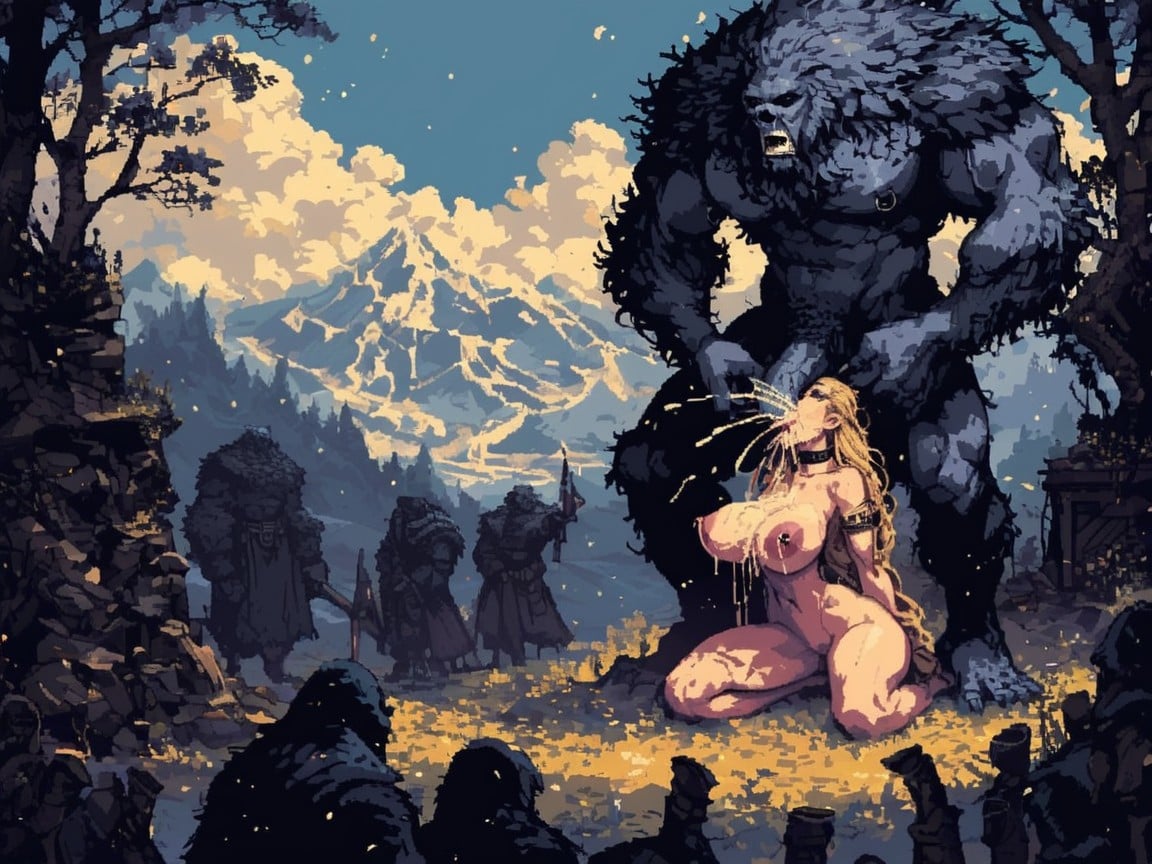 Insanely Wide Open Mouth, Huge Yeti Cock, Cum On Face AI Porn