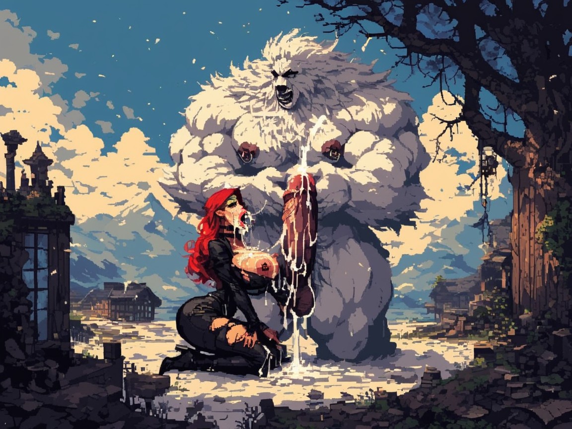 Black Choker, Kneeling, Grabbing Cock AI Porn