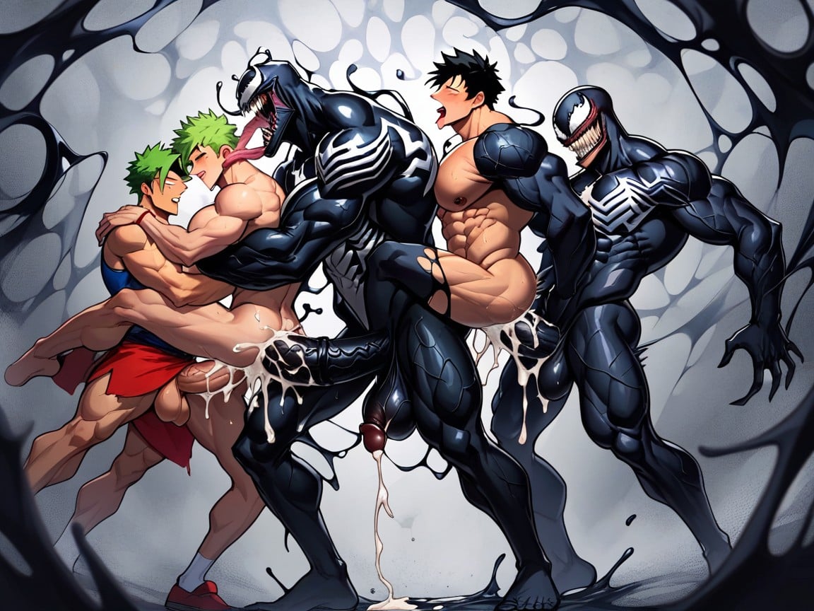 Venoms Hyper Long Hyper Veiny Cocks, Anime Male Human Luffy Black Hair, Four Male Subjects ゲイAIポルノ