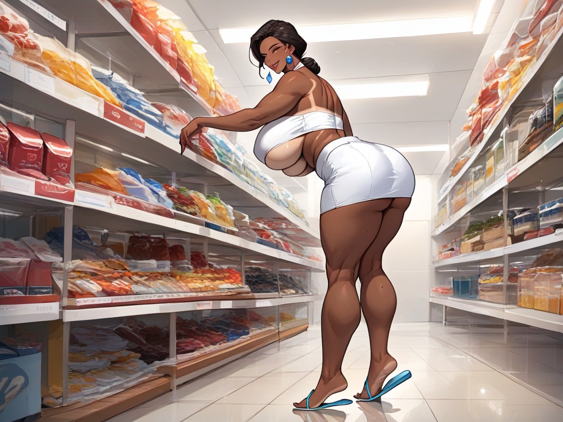 Perfect Anatomy, Horny Smile, Tight White Skirts AI Porn