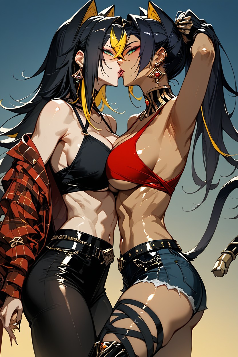 Outside, Almost Kiss, Green Eyes Hentai AI Porn