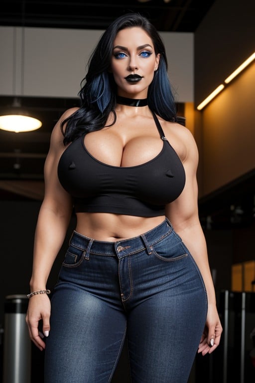 Bodybuilder, Extremely Long Legs, Extremely Steroid Muscular AI Porn