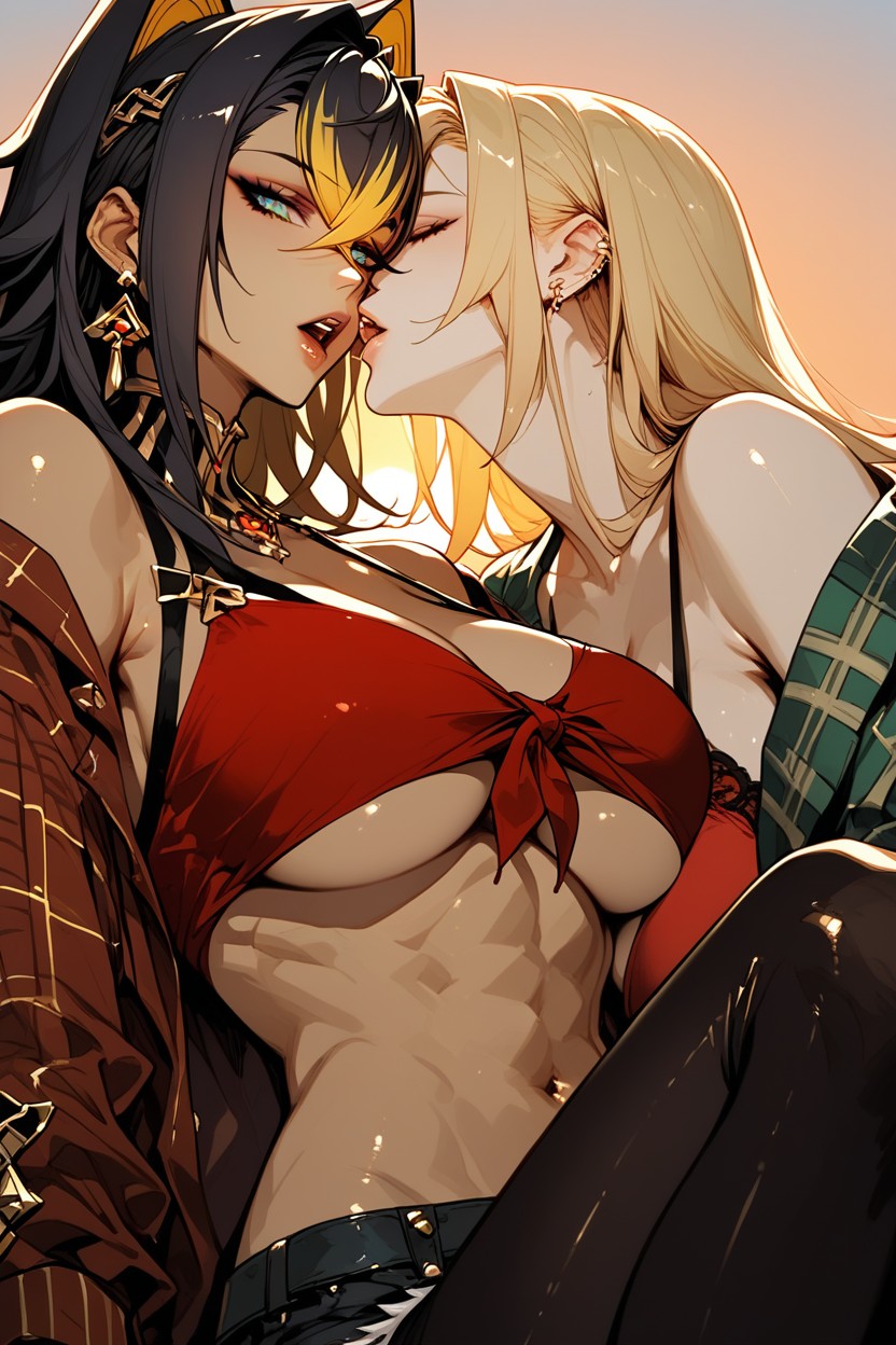 Kissing, Daisy Dukes, Sunrise Porno IA Hentai