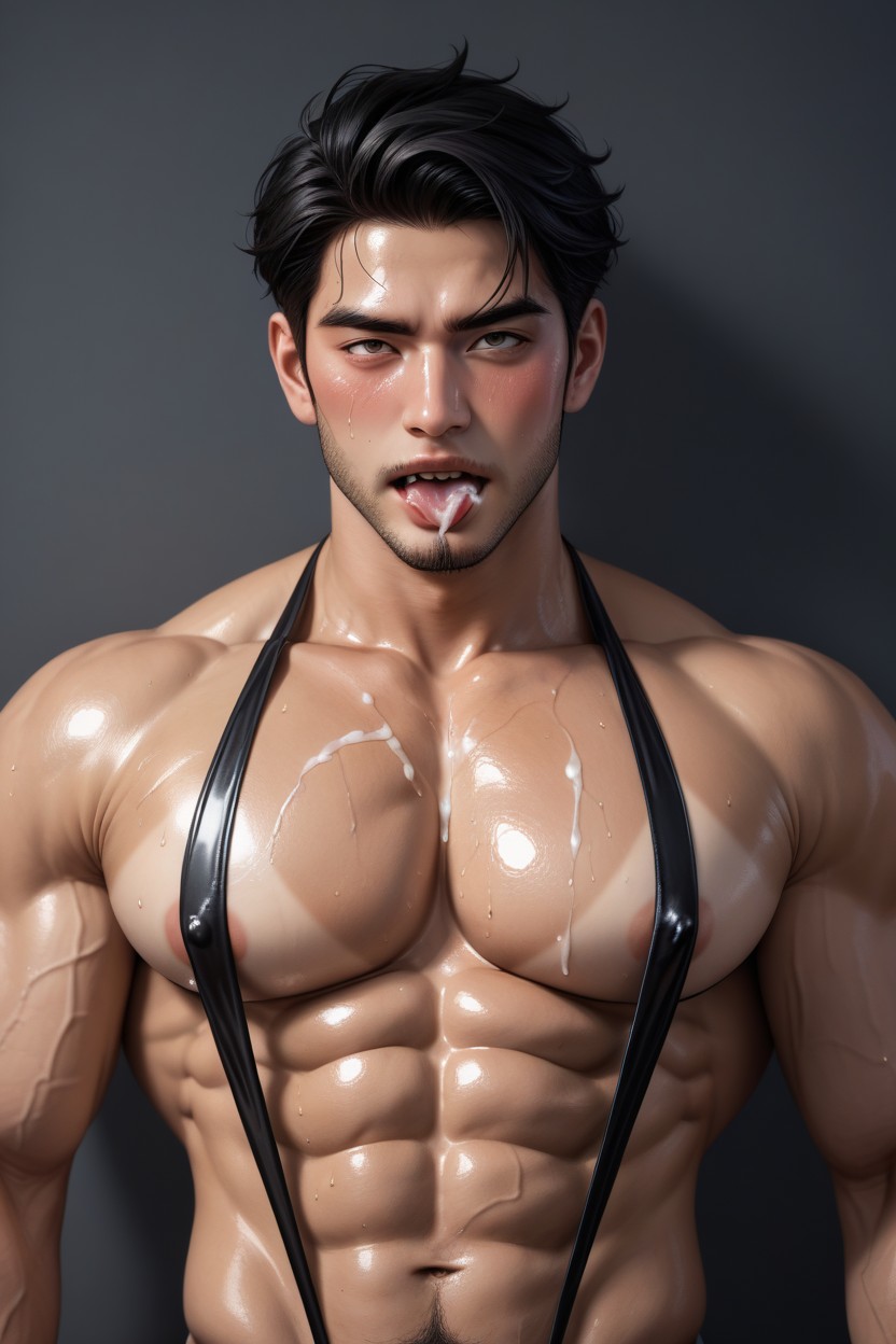 Cum On Face, Boyish Face, Huge Pecs ゲイAIポルノ