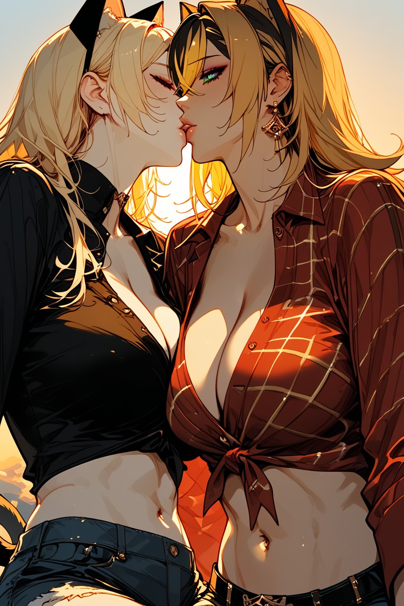 Sunrise, Cuddle Up, Green Eyes Hentai AI Porn