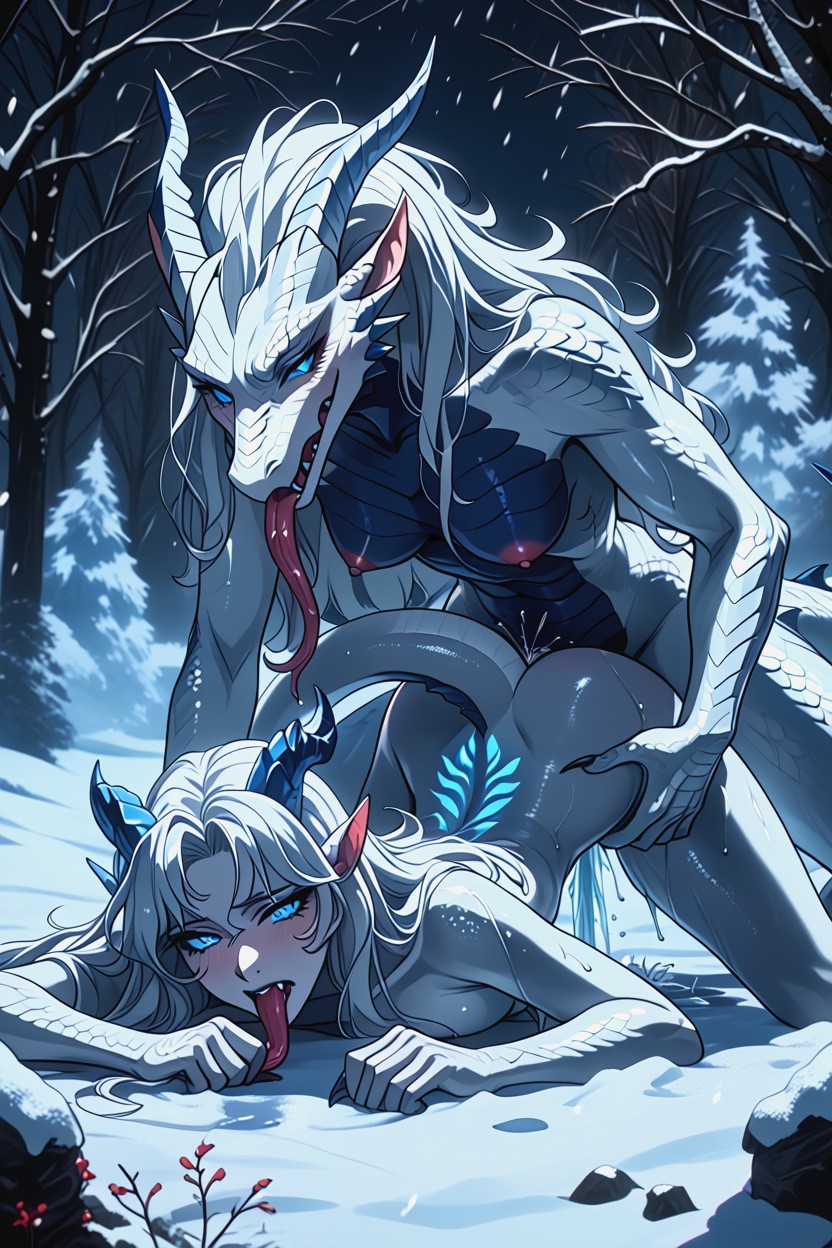 Thick Tail, 2 People, Salivating Furry AI Porn
