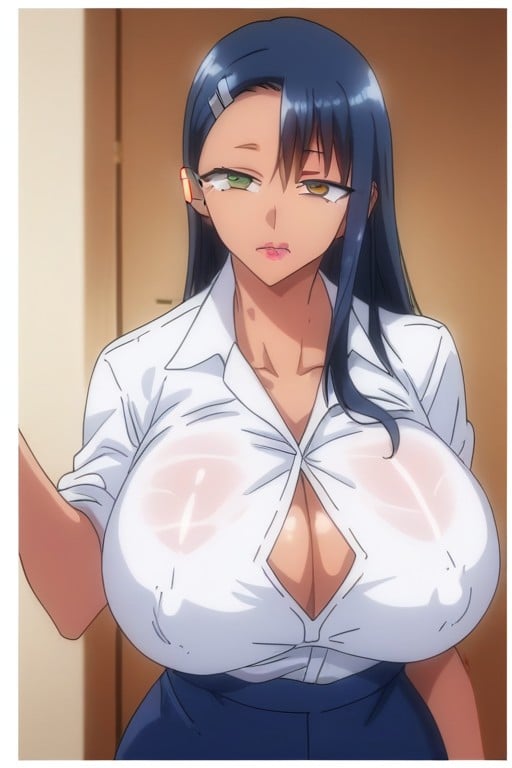 Camisa De Oficina, Green Eyes, Hyper Massive Breasts Porno IA