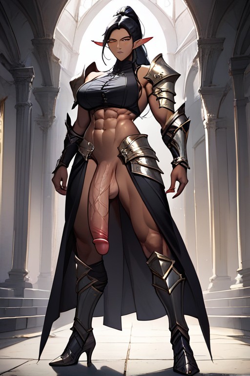 Tall, Muscular, Golden Eyes Shemale AI Porn