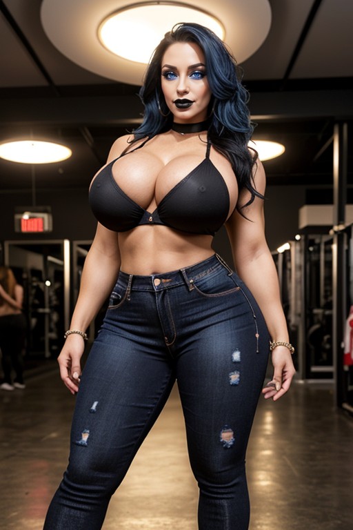 Botox Lips, Bulging Thighs, Black Choker AI Porn