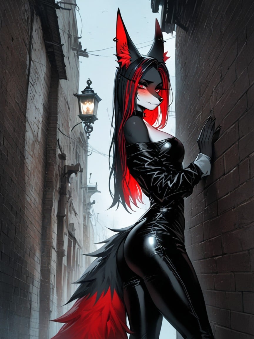Red Ear Fluff, Rumi From Huntrix, Red Highlights Furry AI Porn