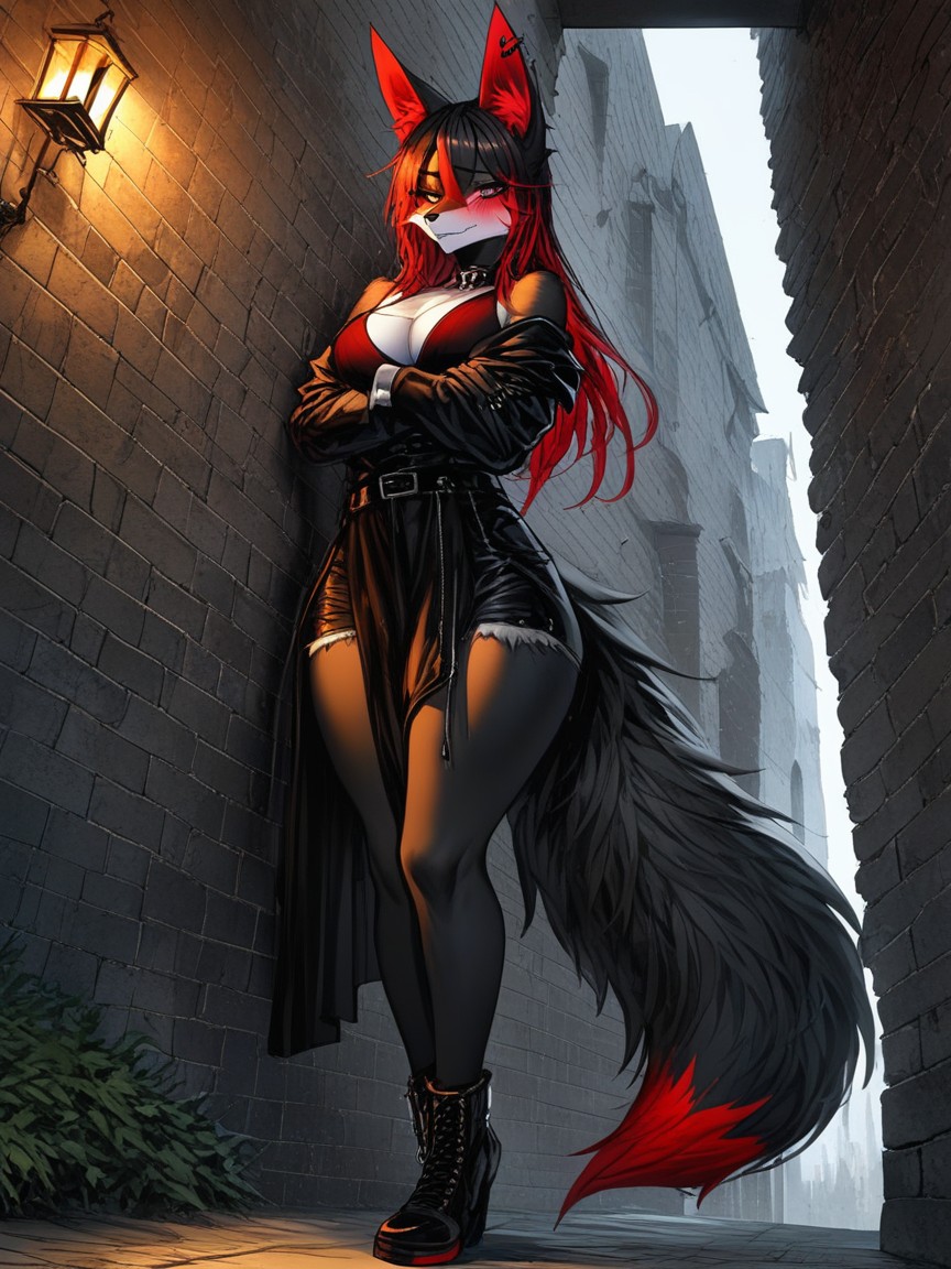 Fox, Gold Mascara, Droopy Ears Furry AI Porn
