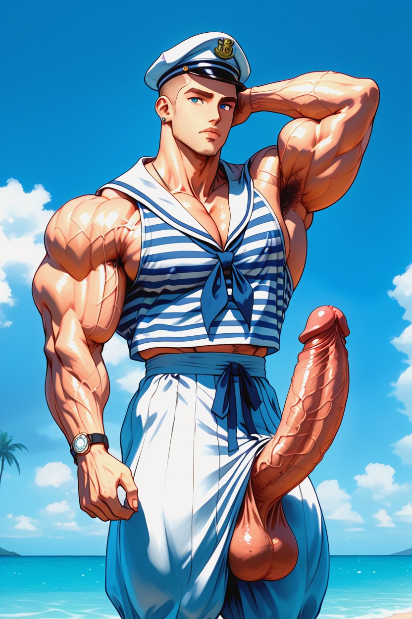 Shows Huge Cock And Heavy Balls, Hyper Muscles, Massive Muscles ゲイAIポルノ