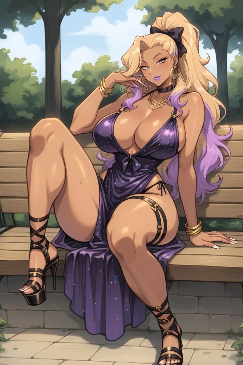 Rounded Ass, White Nails Fingers Wasp Waist, Wood High Gladiator Strap Sandals AI Porn