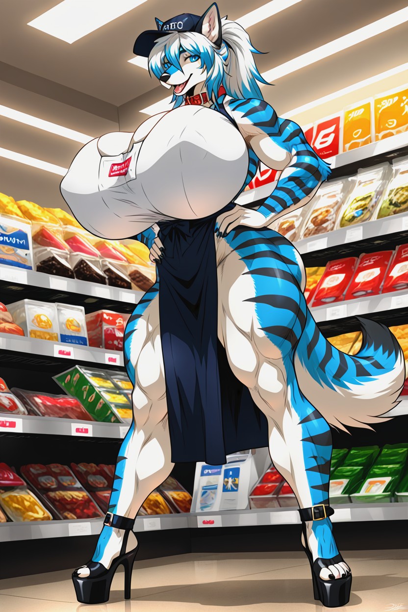Bubble Butt, Waist Shot, Vibrant Highlights Furry AI Porn