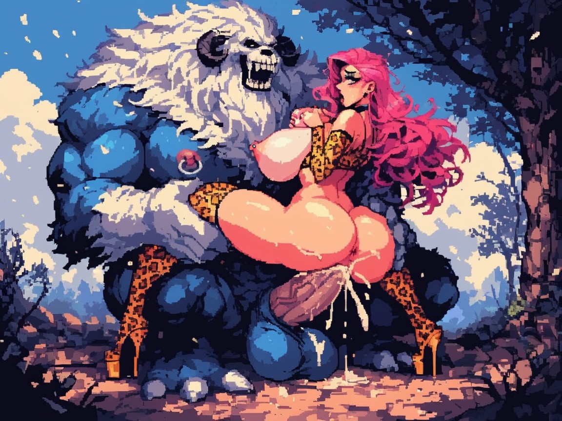 Strong Yeti Arms, Dreamy, Huge Muscular Furry Horned Yeti AI Porn