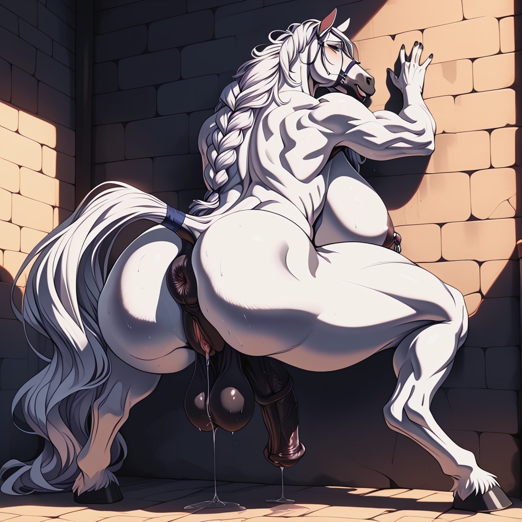 Rear View, White Hair, Black Finger Nails Furry AI Porn