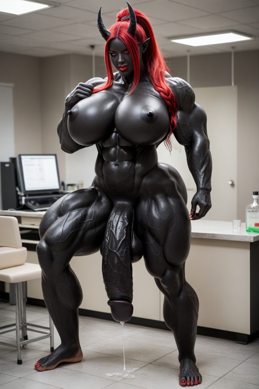 Vagina, Gigantic Veins All Over Her Body, Muscular Thighs 쉬메일 AI 포르노