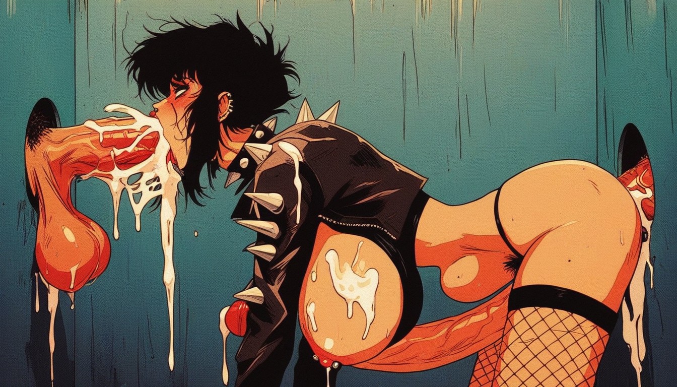 Throat Bulge, Goth, Bathroom Stall 쉬메일 AI 포르노