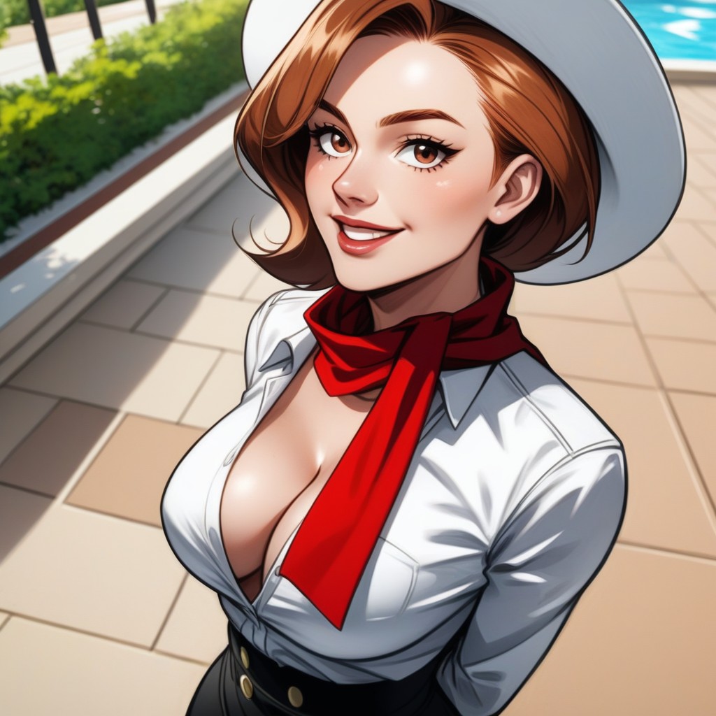 Hourglass Figure, Close Up, Subtle Nipple Contours Hentai AI Porn